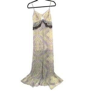 BCBGeneration 2 Fairycore Boho Floral Maxi Dress Purple Whimsigoth Lace Slit